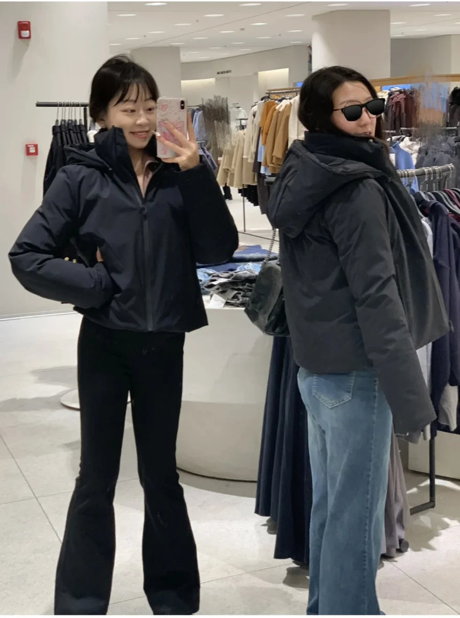 ETJ Automne/Hiver 2025 Nouvelle veste courte femme en coton épais chaud et imperméable à capuche, imitation coupe-vent, manteau d'extérieur 4749703