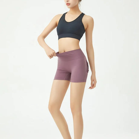 Short de fitness Peach Butt pour femme, pantalon cargo trois-quarts à séchage rapide avec poche, legging de yoga gainant pour l'été