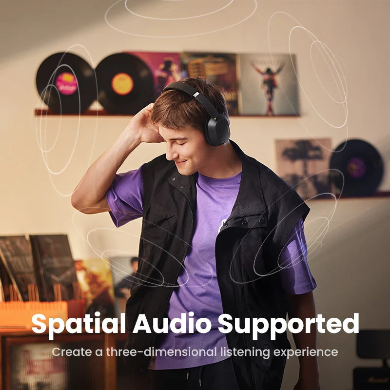 Écouteurs sans fil Bluetooth UGREEN Max5c avec réduction de bruit active ANC 43 dB, audio spatial haute résolution LDAC 75 Hz.