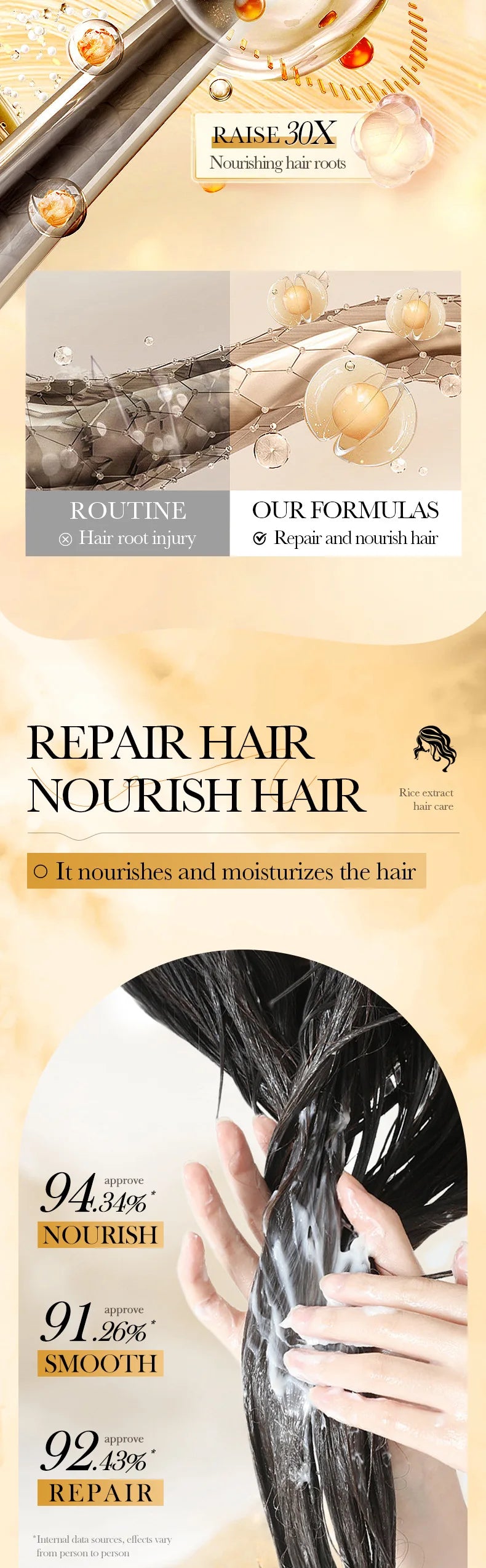 Masque capillaire magique à la kératine 10/30/50/100/400 g - Réparation en 5 secondes - Cheveux abîmés et frisés - Soin hydratant au riz - Doux, lisse et brillant