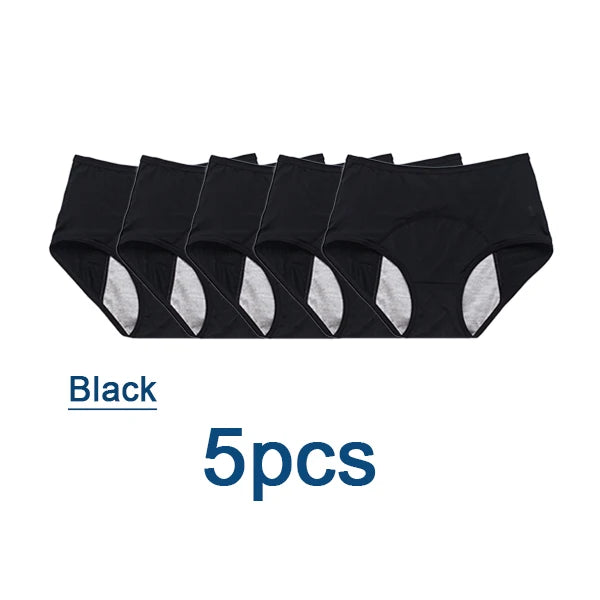 Lot de 5 culottes menstruelles anti-fuites pour femmes, sous-vêtements menstruels sexy, culottes physiologiques imperméables et coupe menstruelle.