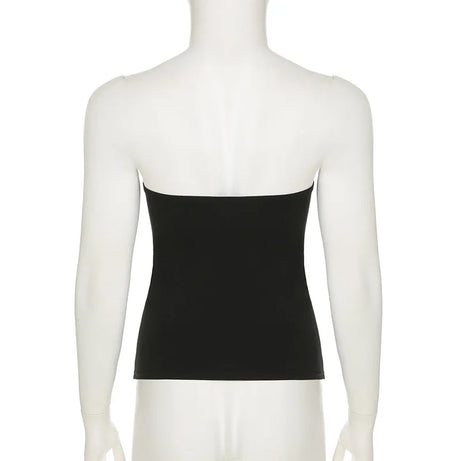 Débardeur noir sans bretelles à imprimé gothique pour femme, coupe skinny, court, style décontracté chic estival, streetwear Y2K, basique