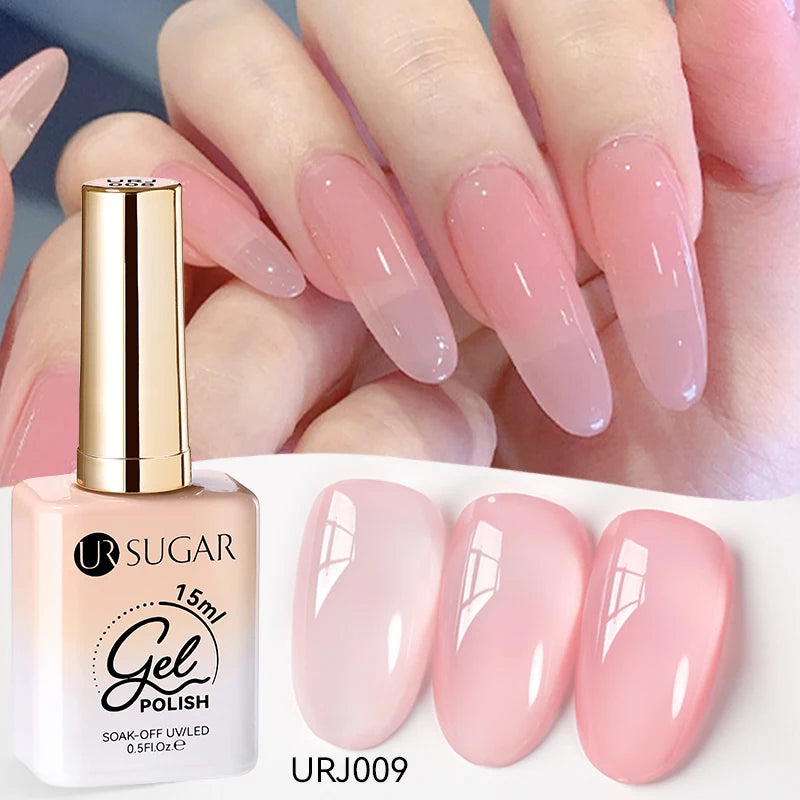 Vernis gel semi-permanent UR SUGAR 15 ml, couleur blanc laiteux translucide, effet gelée, UV, semi-permanent, pour nail art, à dissoudre. Dernière tendance.
