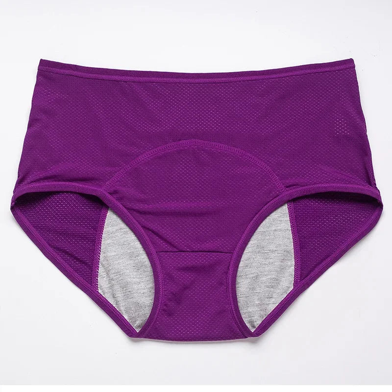 Lot de 2 culottes physiologiques pour femmes, culottes menstruelles anti-fuites, taille mi-haute, en soie glacée.