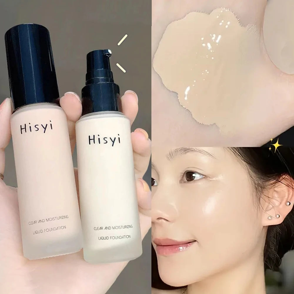 Le fond de teint liquide camoufle naturellement les imperfections sans effet poudre, crème visage simple, fond de teint transparent, masque les imperfections.