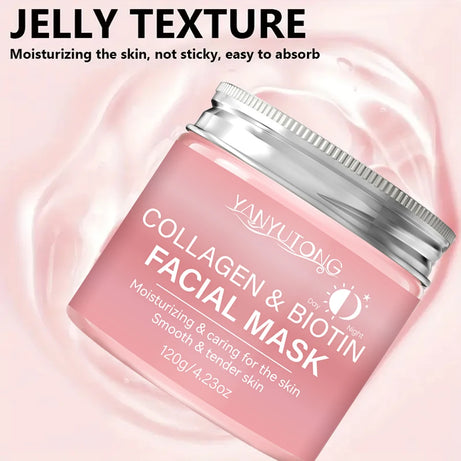 Masque peeling au collagène, Masque enveloppant au collagène et à la biotine jour et nuit, Hydratation intense, Crème masque de nuit.