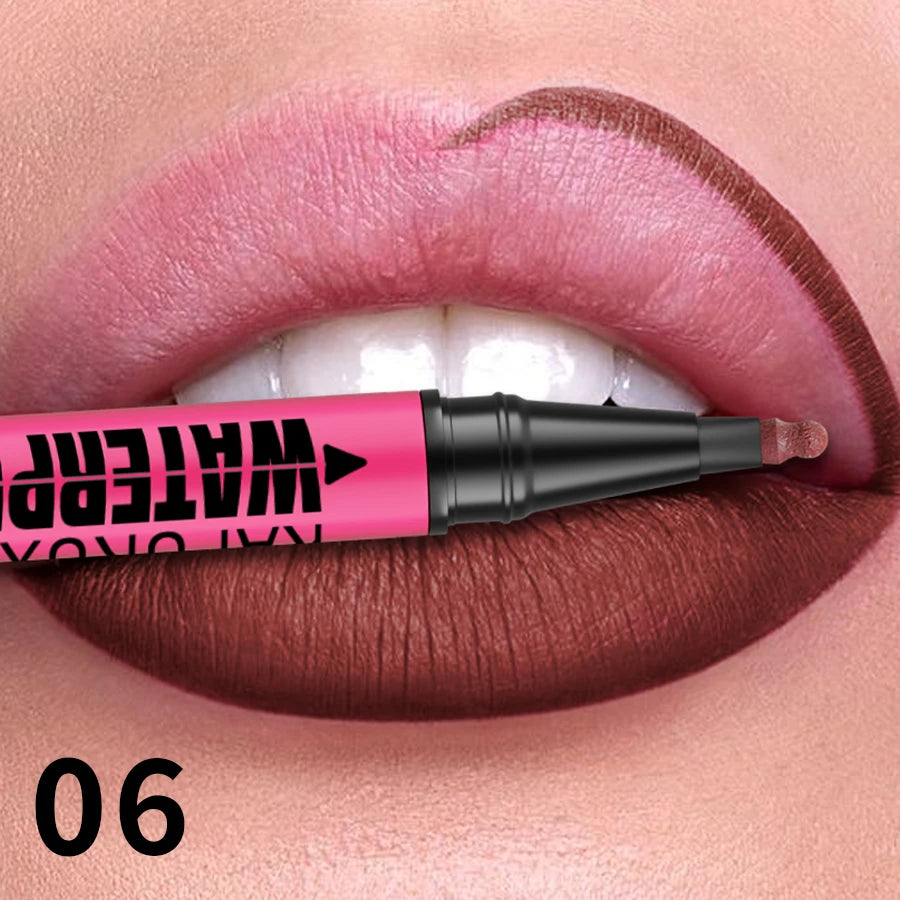 Crayon à lèvres liquide mat 12 couleurs, waterproof, effet repulpant, pour un contour des lèvres naturel et un maquillage contour des lèvres impeccable.