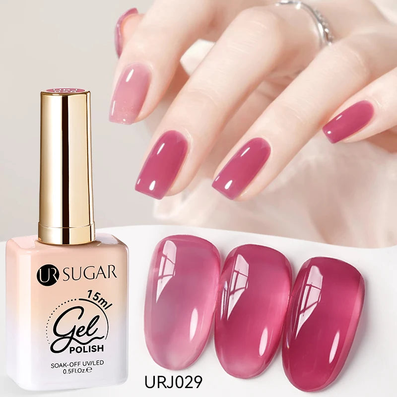 Vernis gel semi-permanent UR SUGAR 15 ml, couleur blanc laiteux translucide, effet gelée, UV, semi-permanent, pour nail art, à dissoudre. Dernière tendance.