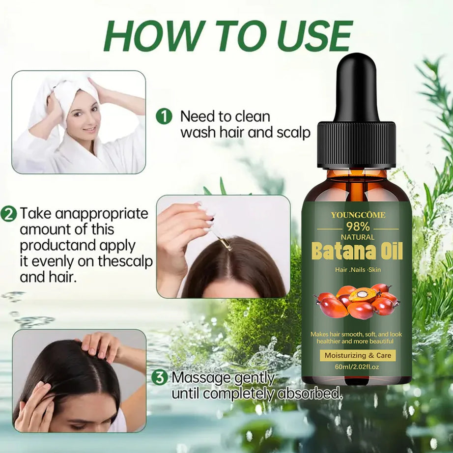 Huile de batana naturelle pour la croissance des cheveux. Huile de batana pure. Apporte brillance et force aux cheveux. Pour femmes. Prévient la chute des cheveux. Élimine les pointes fourchues. 1/3 pièces.