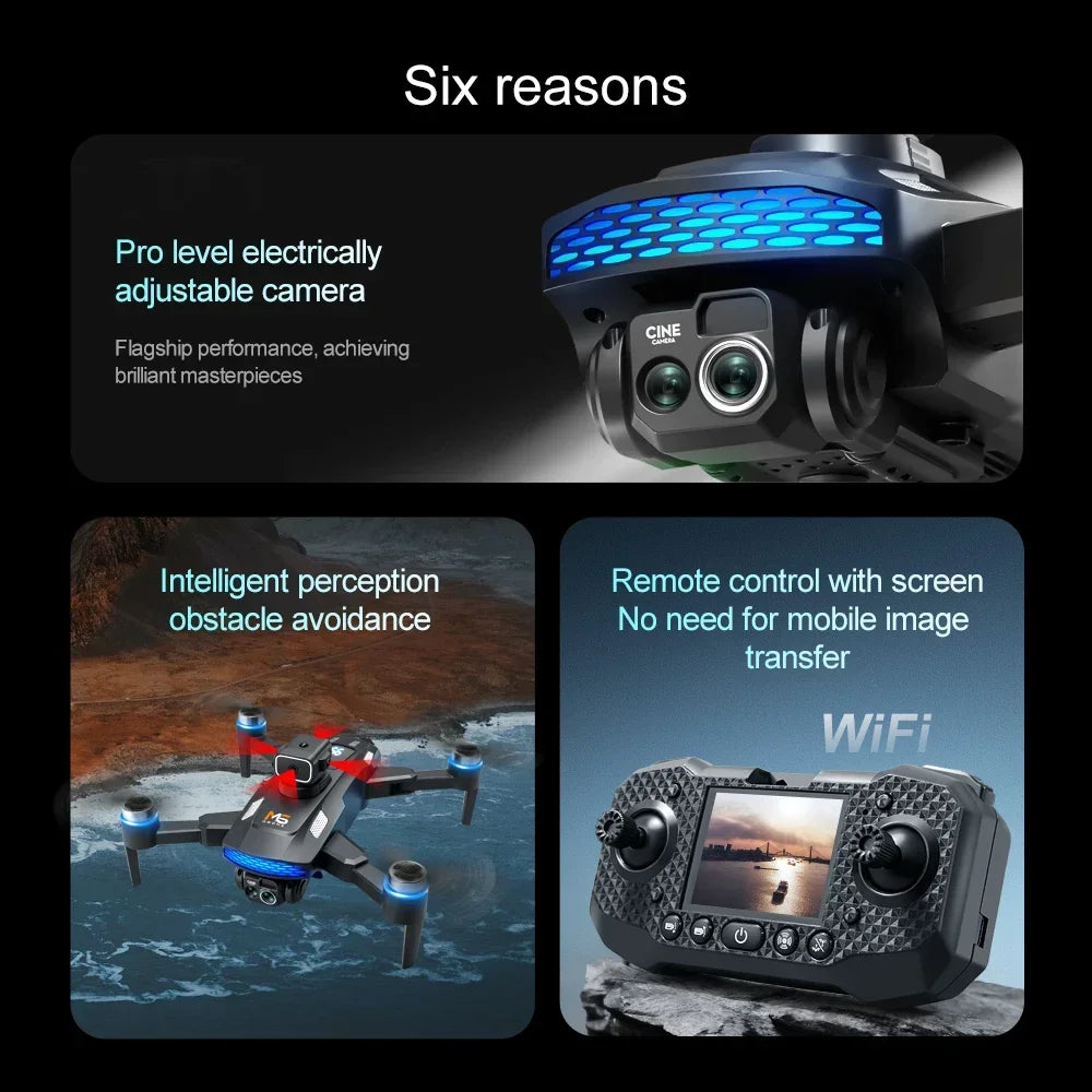 Drone M6 8K Pro original avec caméra HD 4K FPV Wi-Fi 5G pour prises de vue aériennes professionnelles. Quadricoptère radiocommandé avec écran intégré.