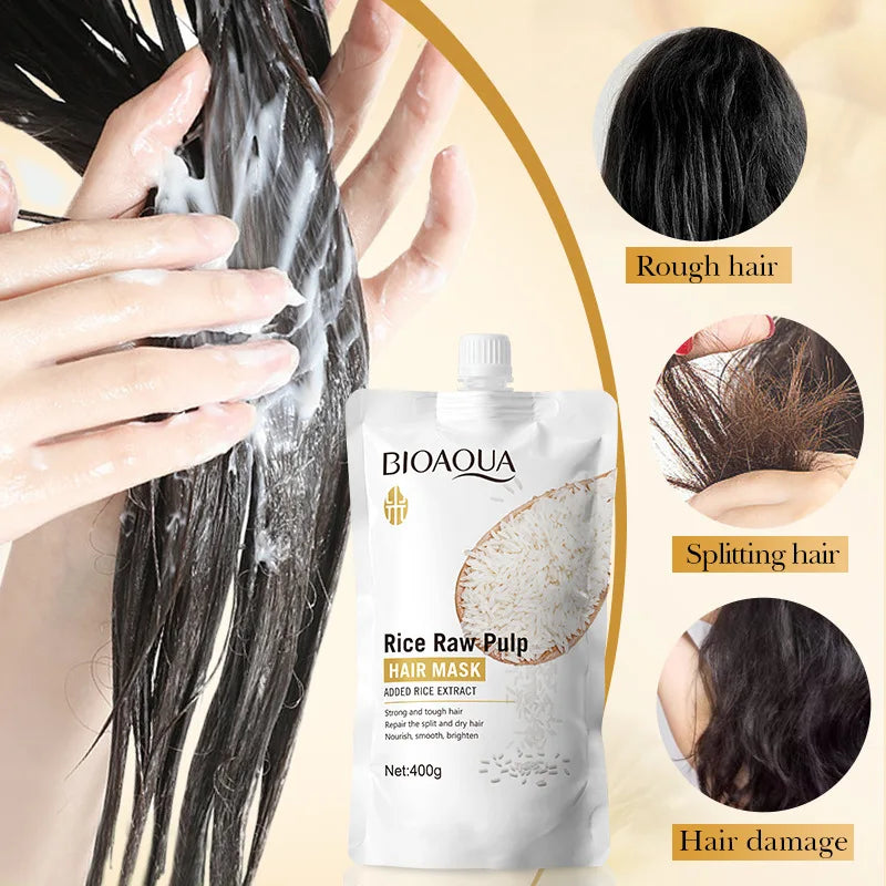 Masque capillaire magique à la kératine 10/30/50/100/400 g - Réparation en 5 secondes - Cheveux abîmés et frisés - Soin hydratant au riz - Doux, lisse et brillant