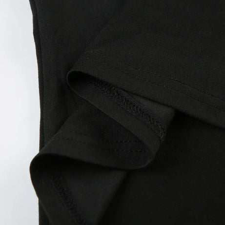 Débardeur noir sans bretelles à imprimé gothique pour femme, coupe skinny, court, style décontracté chic estival, streetwear Y2K, basique