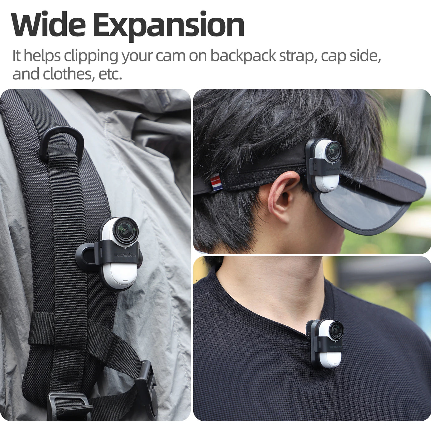 Support de fixation pour sac à dos avec clip de suspension rotatif à 360° pour caméra sportive Insta360 Go 3S/Go 3. Accessoires pour caméra Insta360 Go 3S.