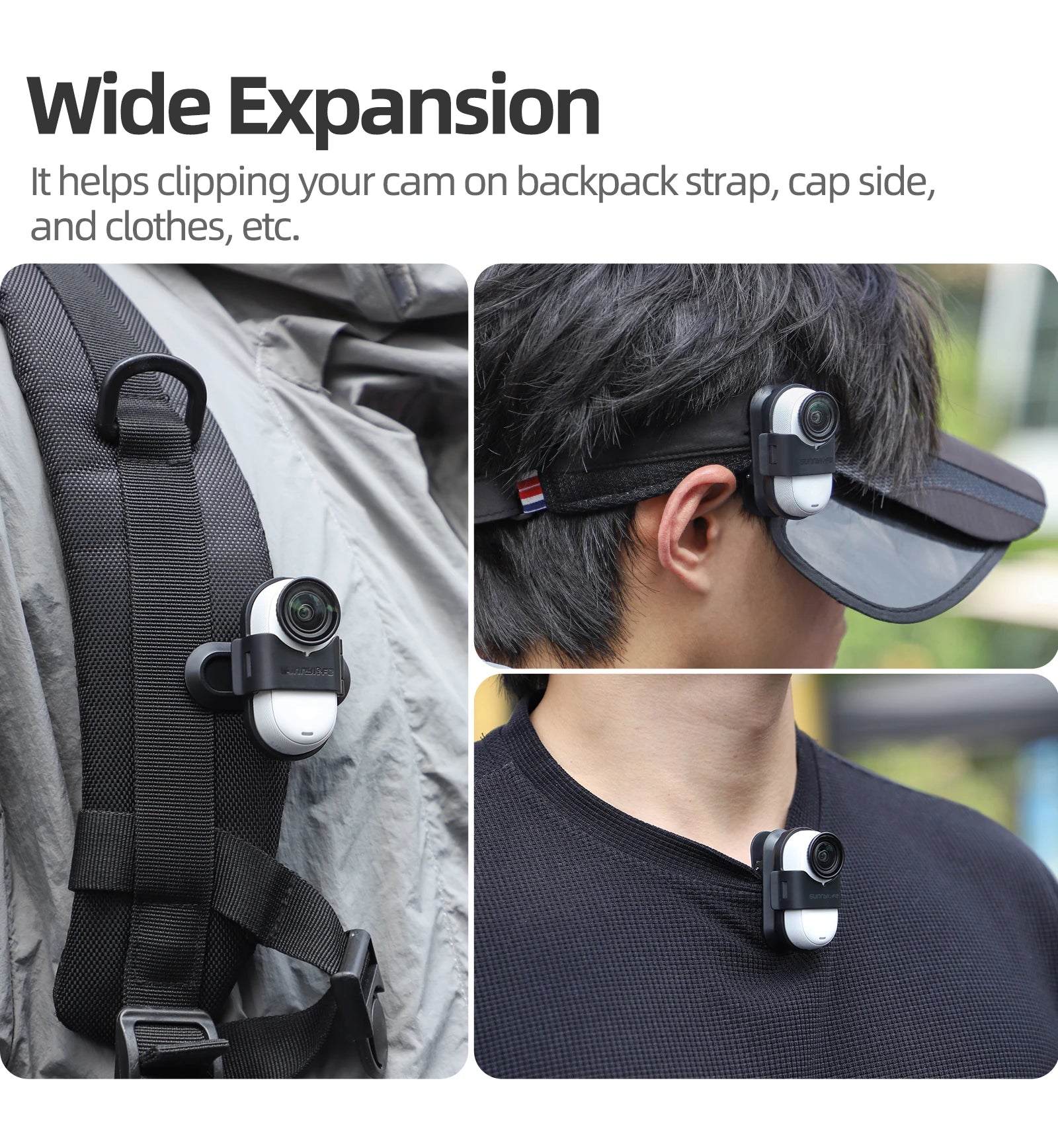 Support de fixation pour sac à dos avec clip de suspension rotatif à 360° pour caméra sportive Insta360 Go 3S/Go 3. Accessoires pour caméra Insta360 Go 3S.
