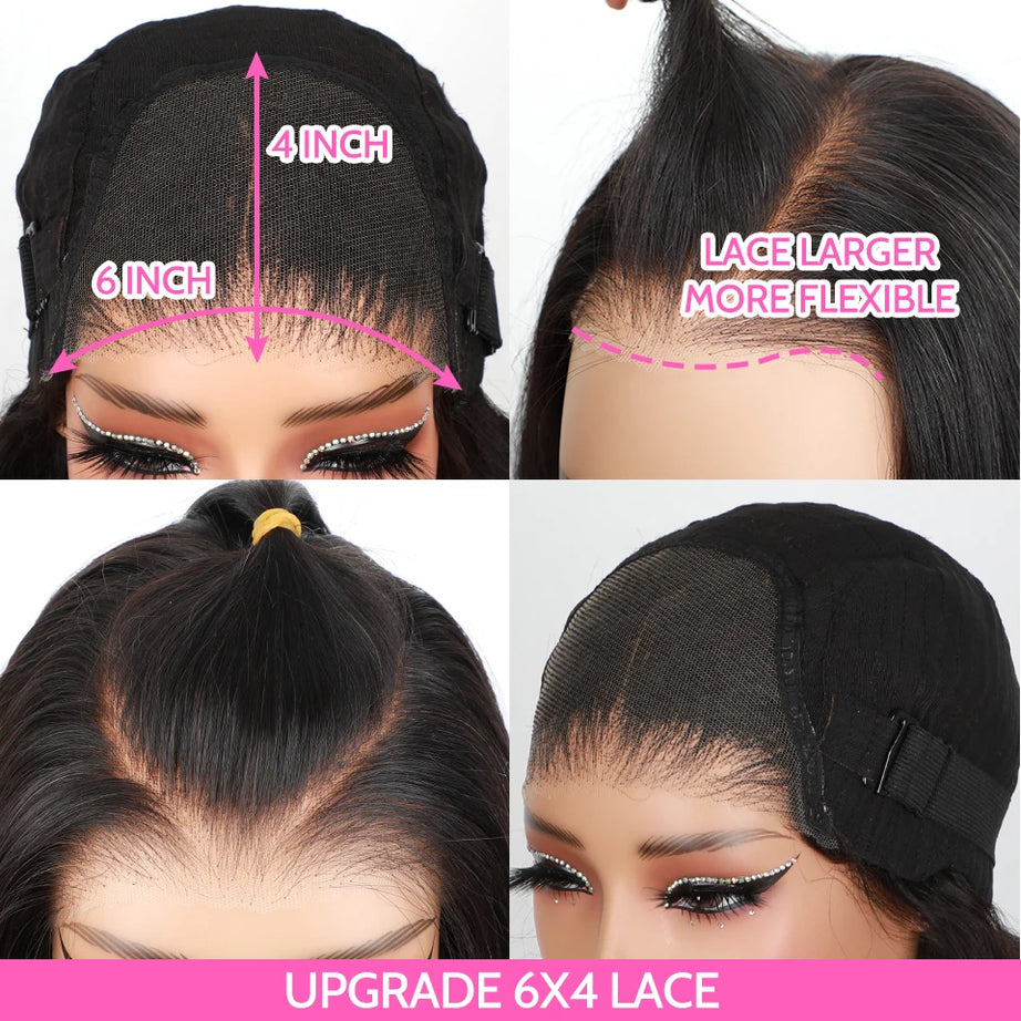 Perruques ISEE Hair sans colle, cheveux humains, prêtes à porter, lisses, pré-épilées, faciles à porter, avec lace front 7x5HD et dentelle prédécoupée.