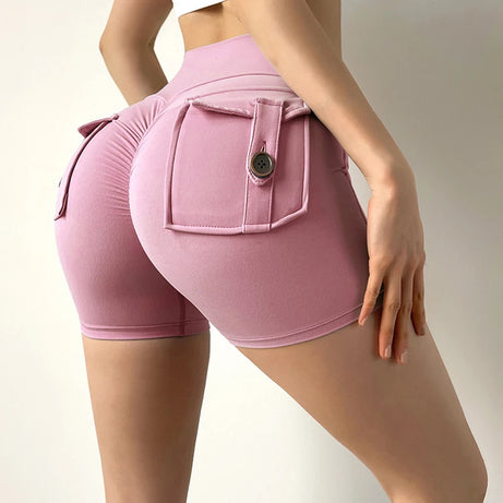 Short de fitness Peach Butt pour femme, pantalon cargo trois-quarts à séchage rapide avec poche, legging de yoga gainant pour l'été