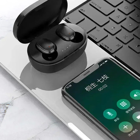 Écouteurs Bluetooth TWS sans fil avec microphone et réduction de bruit, compatibles avec les smartphones (modèle A6S).