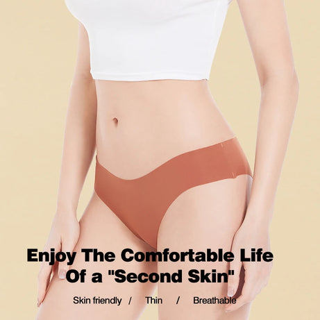 Ensemble de 3 culottes sans coutures pour femme, respirantes, taille basse, sexy, en soie unie, invisibles.