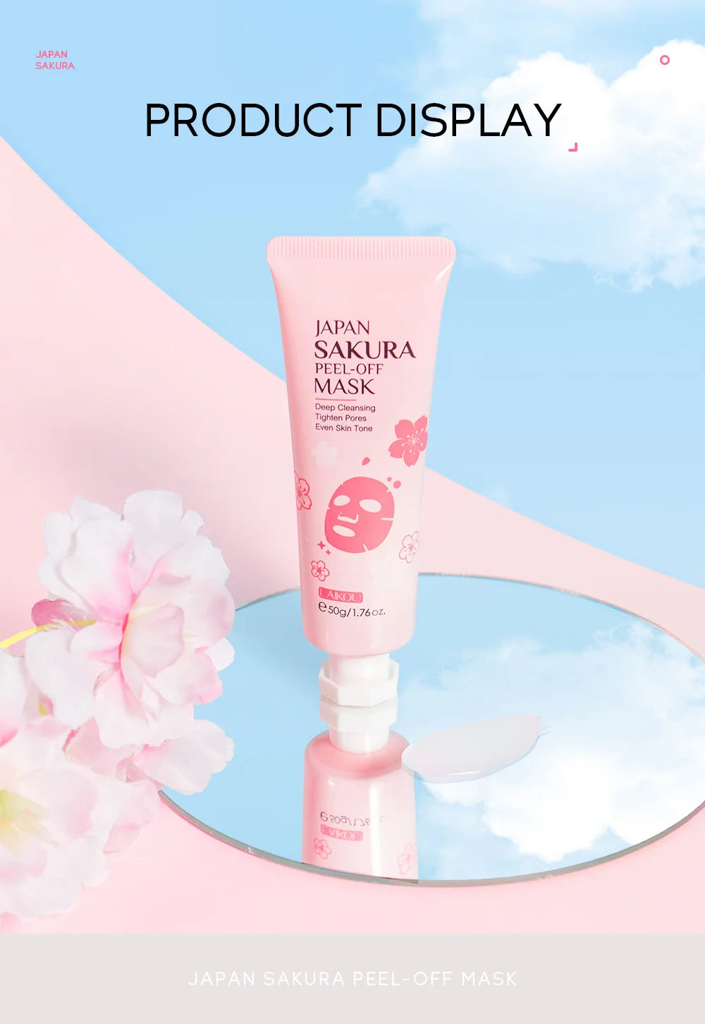Masque visage exfoliant à l'or 24 carats LAIKOU Sakura : anti-rides, blanchissant, éliminateur de points noirs, masque à déchirer, produits de soin de la peau
