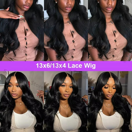 Perruque Lace Front 13x4, densité 200, ondulée, brésilienne, sans colle, noire, 13x6, transparente HD, cheveux humains