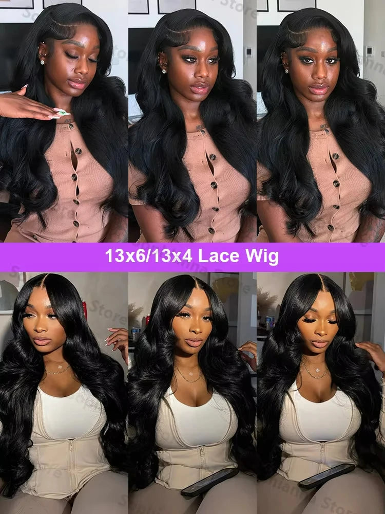 Perruque Lace Front 13x4, densité 200, ondulée, brésilienne, sans colle, noire, 13x6, transparente HD, cheveux humains
