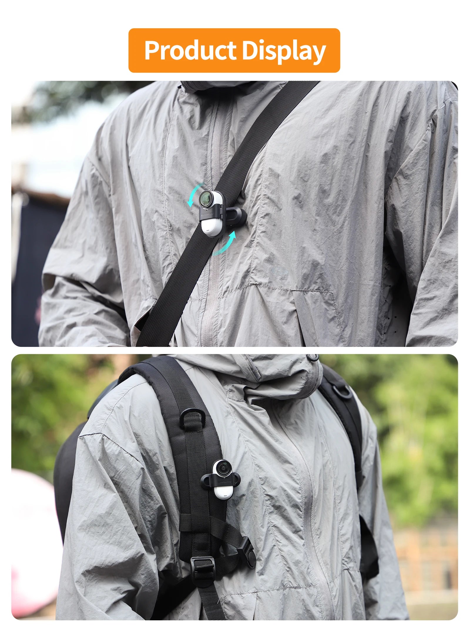 Support de fixation pour sac à dos avec clip de suspension rotatif à 360° pour caméra sportive Insta360 Go 3S/Go 3. Accessoires pour caméra Insta360 Go 3S.