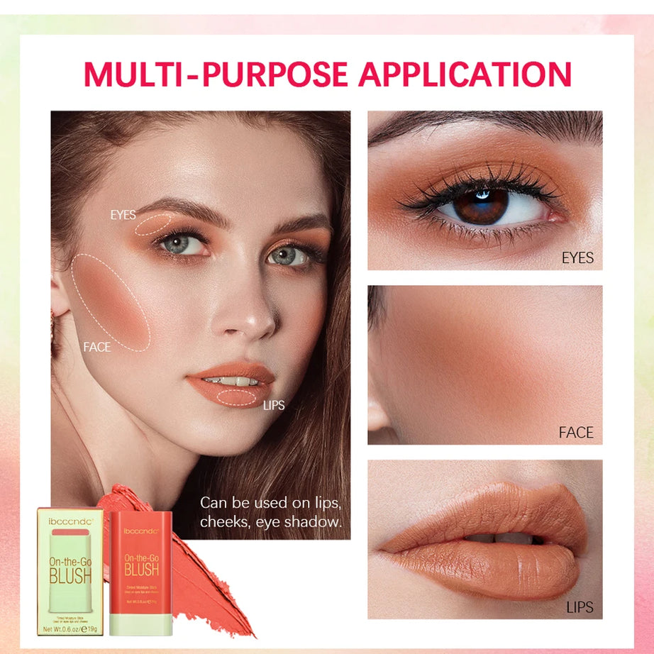 Blush Stick Fonctionnel Maquillage Facile à Colorer Rouge Crème Blush Waterproof Haute Rendu de Couleur Éclat du Teint