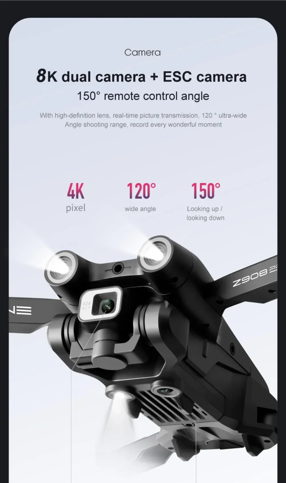 Drone Original Z908 Pro /MAX 8K ESC Professionnel 4K avec localisation par flux optique et évitement d'obstacles sur 3 côtés - Quadricoptère jouet