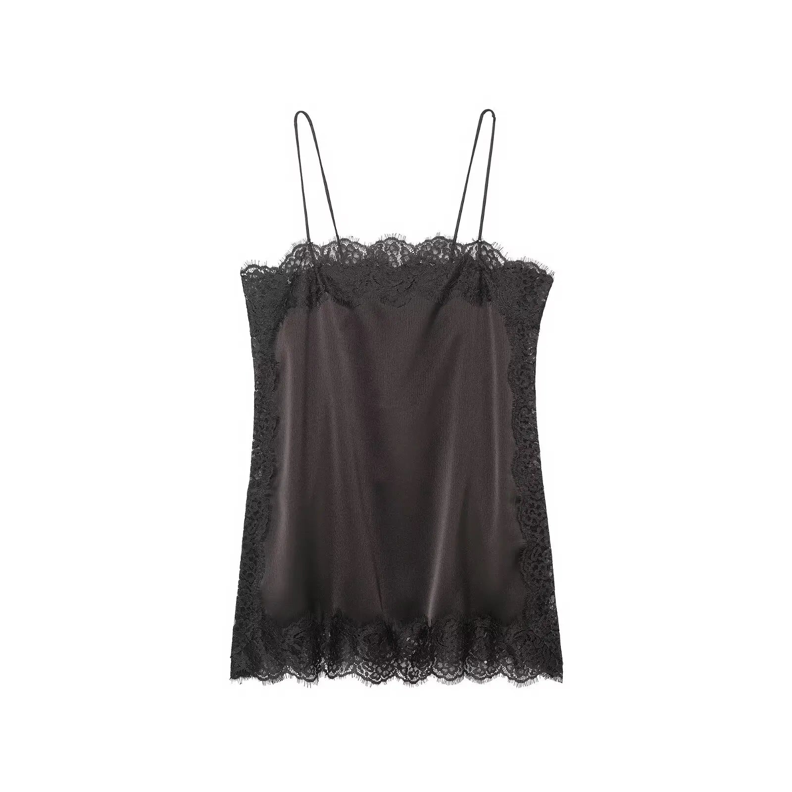 Chemisier à bretelles en satin doux et dentelle sexy Zevity 2026 pour femme, style décontracté, idéal pour les soirées et les clubs (LS9477)