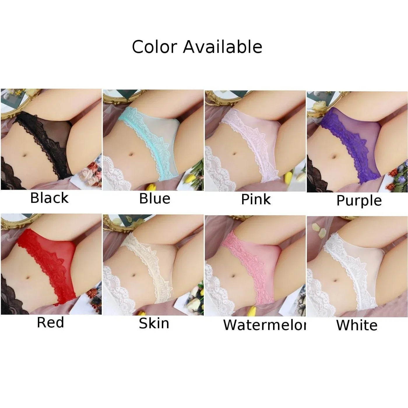 Culotte sexy en maille transparente et confortable pour femme, sous-vêtements en dentelle taille basse, lingerie fine en maille transparente, tanga pour femme, culotte A50