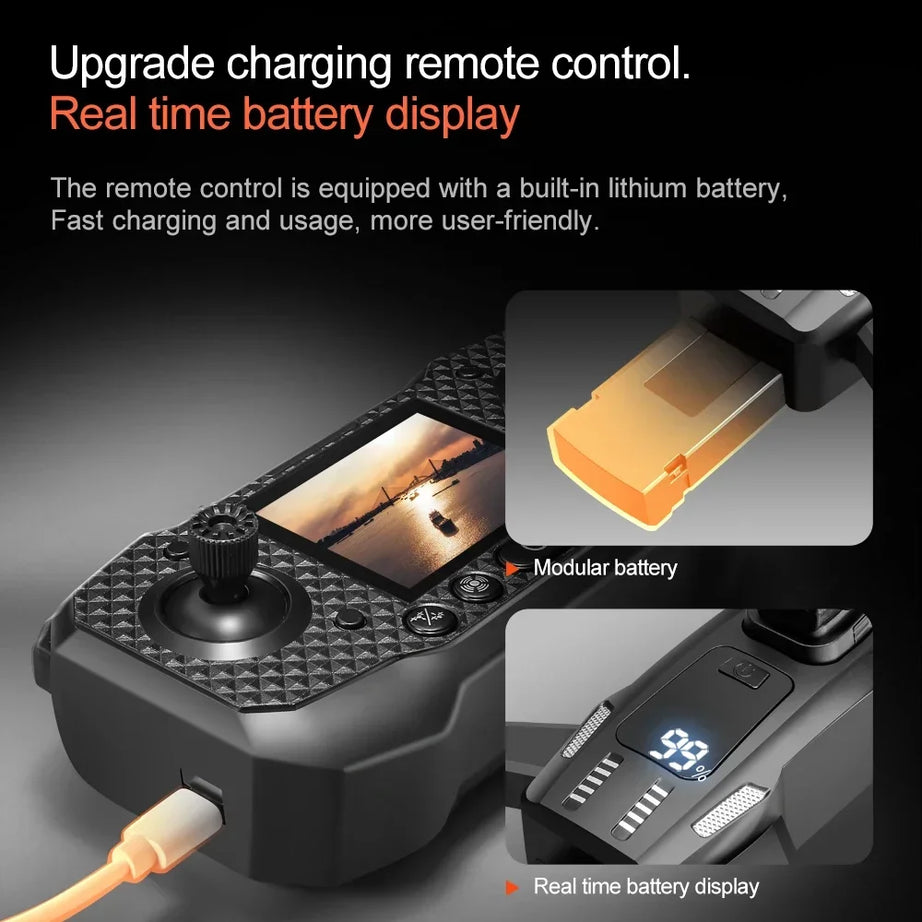 Drone M6 8K Pro original avec caméra HD 4K FPV Wi-Fi 5G pour prises de vue aériennes professionnelles. Quadricoptère radiocommandé avec écran intégré.