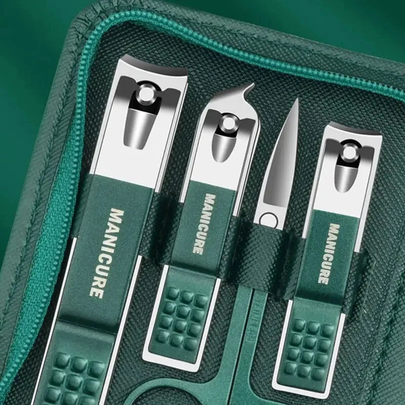 Kit de manucure et pédicure professionnel 6/9 pièces en acier inoxydable avec coupe-ongles et étui de voyage.