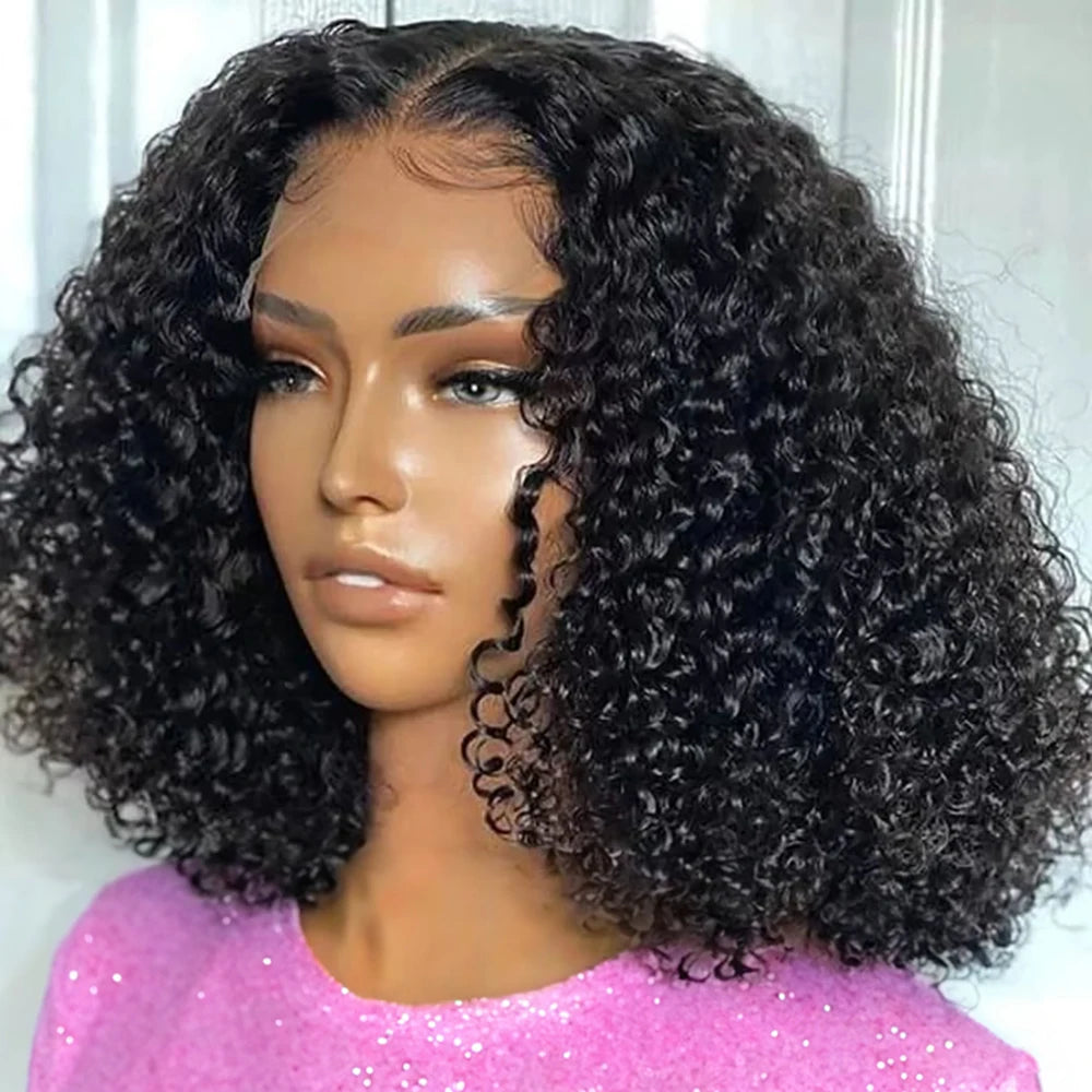 Perruques bouclées au carré, cheveux humains brésiliens, 13x4 Deep Water Wave, perruques frontales en dentelle 5x1 et 13x1 avec raie en T, pour femmes, pré-épilées à 200 %.
