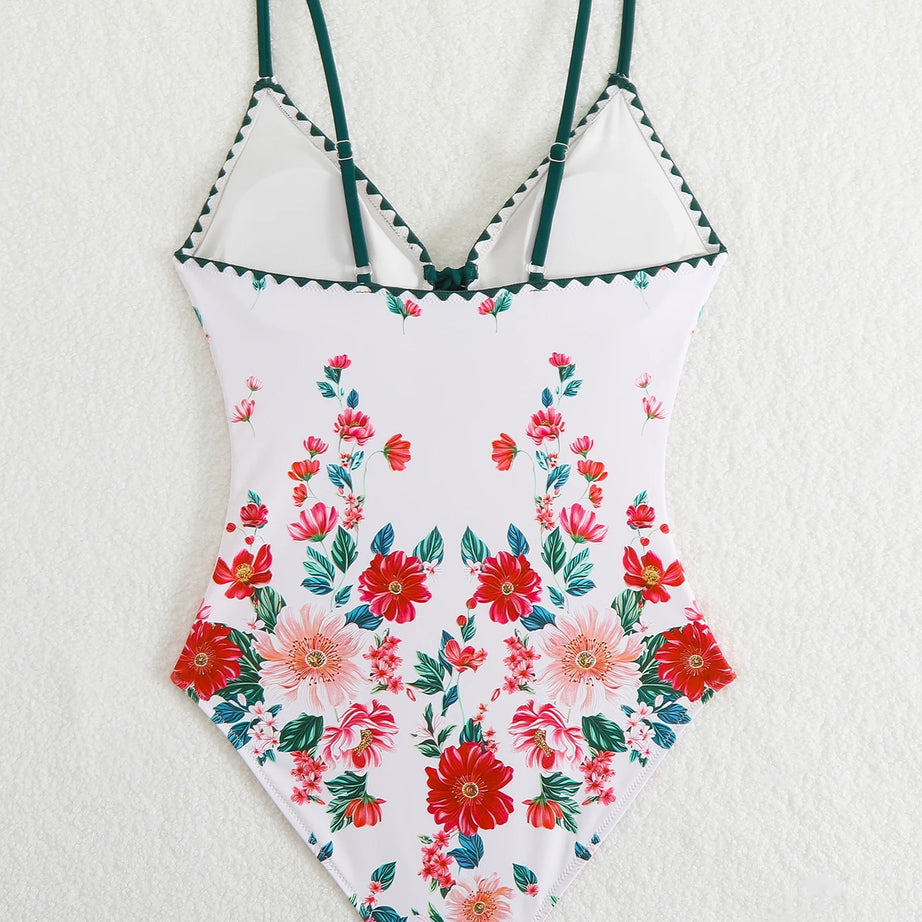 Maillot de bain une pièce imprimé 2026 pour femme, à lacets, body push-up, monokini, tenue de plage d'été