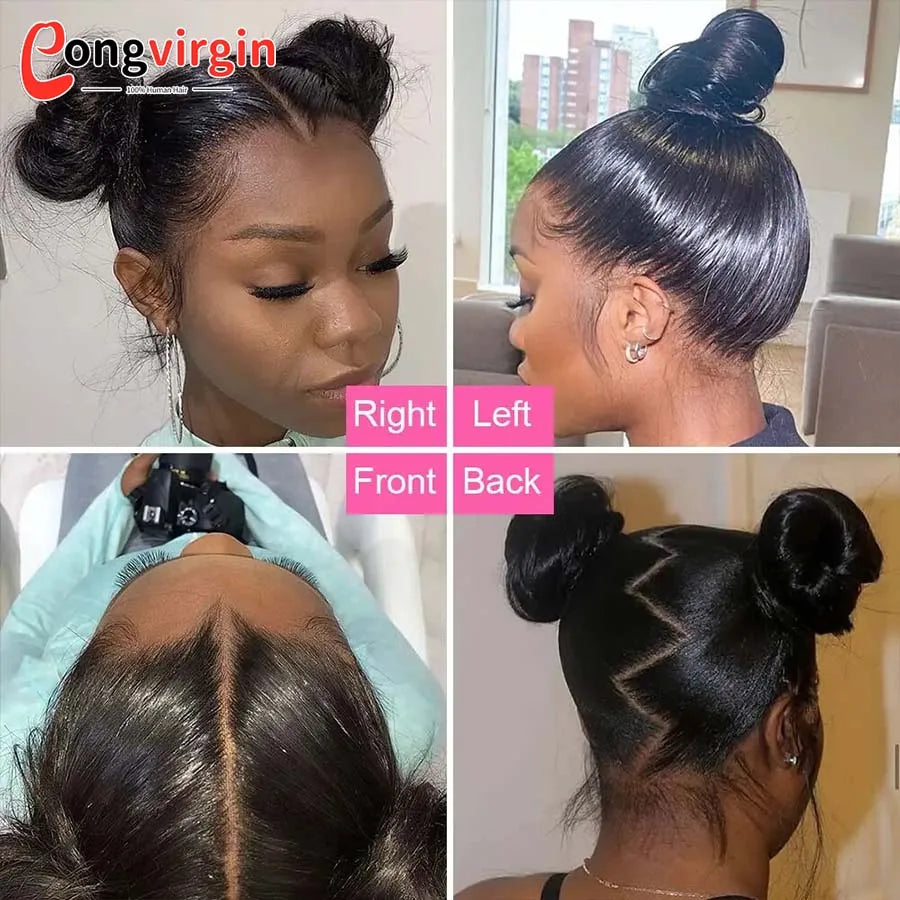 Perruque 5x5 sans colle, cheveux humains, prête à porter, dentelle prédécoupée, perruque lisse à lace front pour femmes