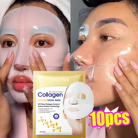 Lot de 10 masques faciaux anti-rides au collagène, anti-âge, atténue les ridules, raffermit la peau, hydrate et illumine le teint, cosmétique coréenne