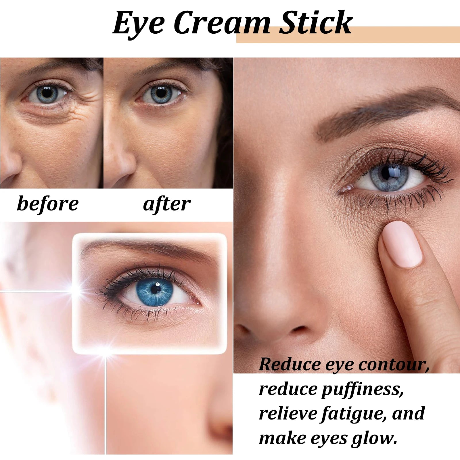 Stick contour des yeux à la bave d'escargot, collagène, atténue les ridules, les rides, éclaircit les cernes, raffermit les poches et réduit les gonflements. Crème contour des yeux hydratante.