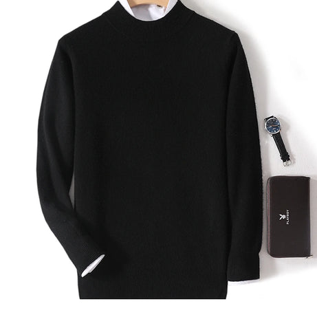 Pull 100 % laine mérinos pour femme, grande taille jusqu'à 5XL, col demi-lune, maille ample, manches longues, finitions cachemire.