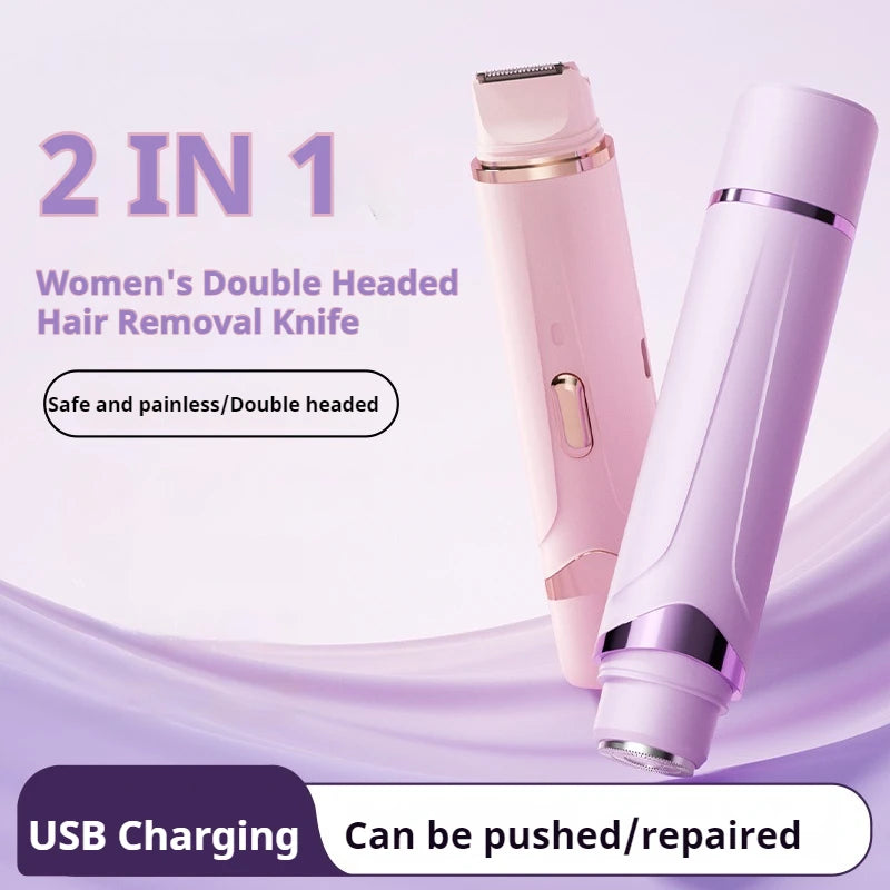 Rasoir électrique 2 en 1 pour femmes, épilation indolore, tondeuse corporelle rechargeable, épilateur pour aisselles et moustache
