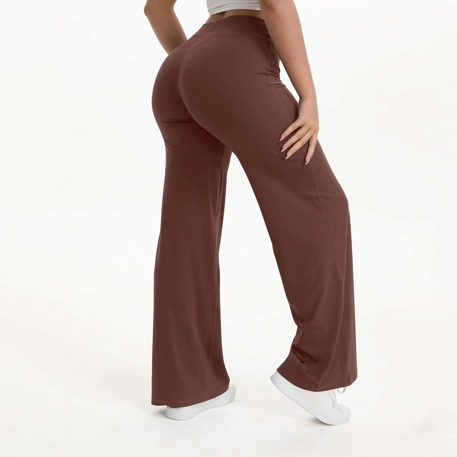 NCLAGEN SoftMotion Straight Leg Bottoms Women's Mid-Waist Yoga Pants GYM Leggings Naked Feel Pilates Running Sports Trousers