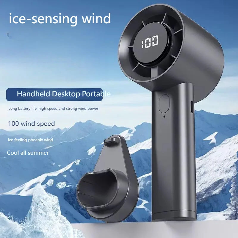 Mini ventilateur portable avec affichage LED, refroidissement par semi-conducteurs, 100 vitesses, batterie rechargeable USB, ventilateur d'extérieur
