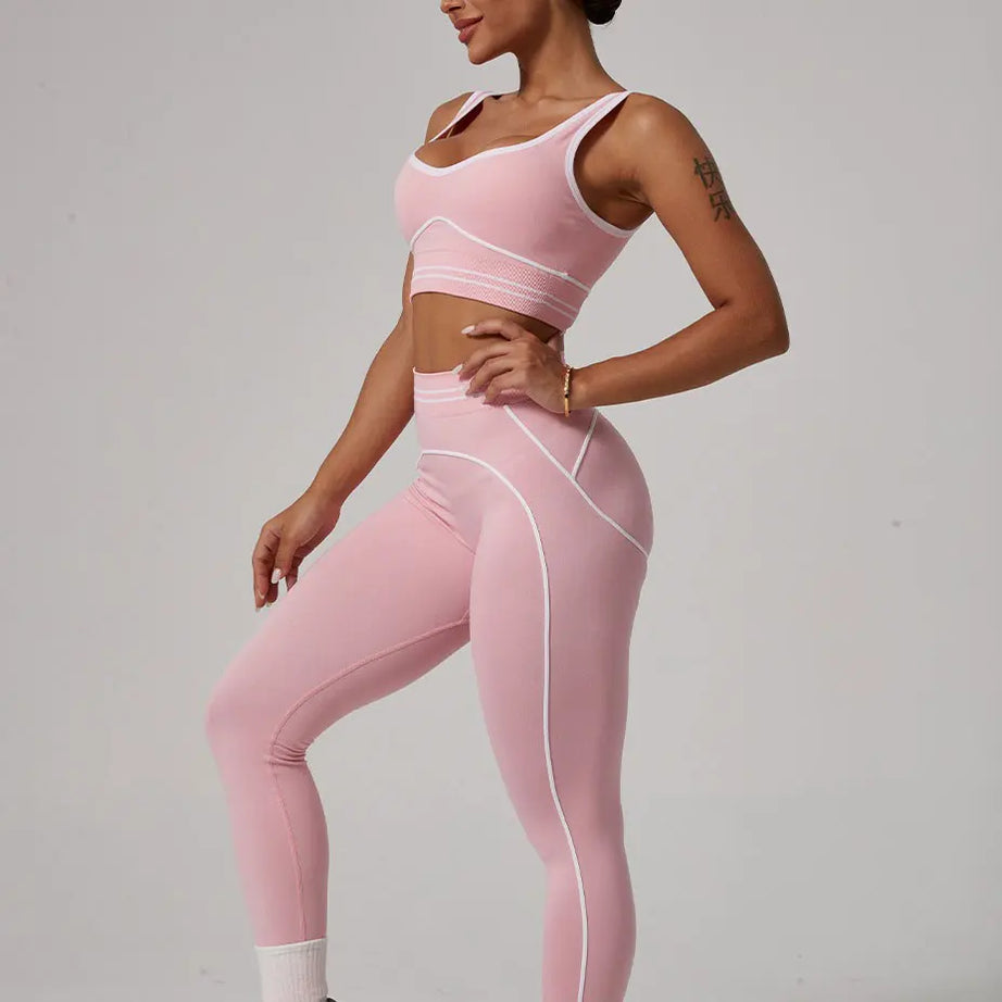 Ensemble de yoga sans coutures pour femme - Soutien-gorge de sport et legging taille haute, tenue de sport idéale pour la salle de sport, le fitness et les exercices d'étirement.