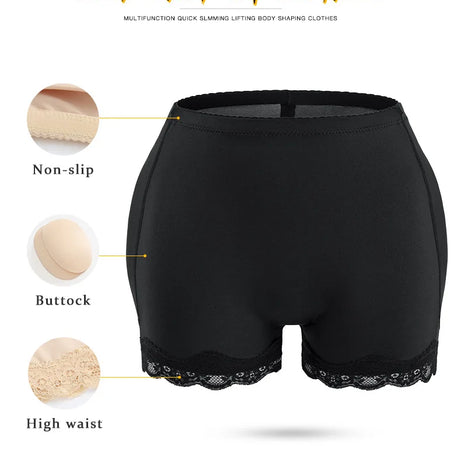 Culotte gainante avec coussinets pour les hanches, effet push-up et rehausseur de fesses, ventre plat, effet lissant, effet fesses rebondies.
