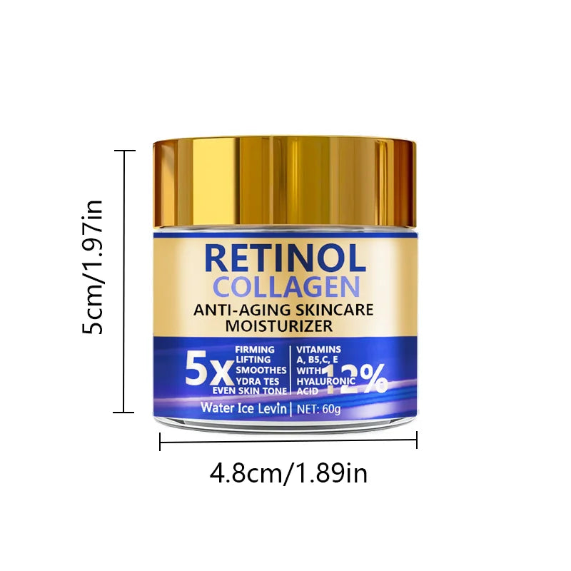 Crème visage au rétinol et collagène 60 g, soin hydratant raffermissant anti-âge à l'acide hyaluronique, livraison rapide