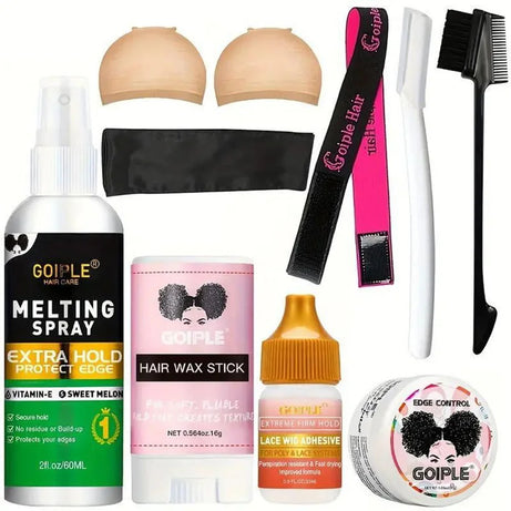 Kit de petite taille GOIPLE pour débutants : cire de finition longue tenue, gel fixateur et colle pour perruques en dentelle.