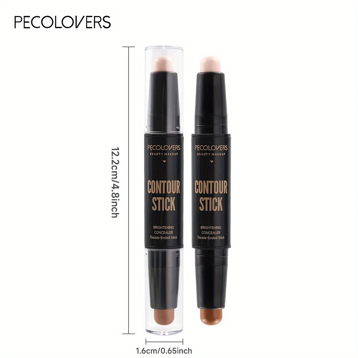 Stick contouring avec correcteur et illuminateur double embout pour un effet 3D sur l'arête du nez et un visage en V.