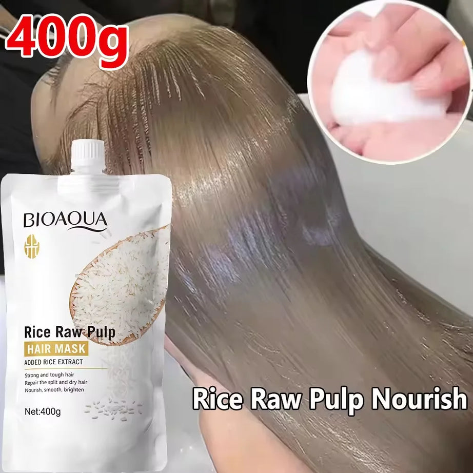 Masque capillaire magique à la kératine 10/30/50/100/400 g - Réparation en 5 secondes - Cheveux abîmés et frisés - Soin hydratant au riz - Doux, lisse et brillant