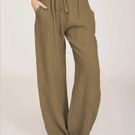 Nouveaux vêtements décontractés d'été et d'automne pour femmes en Europe, en Amérique et en Europe. Pantalons décontractés amples en coton et chanvre.