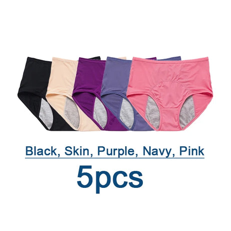 Lot de 5 culottes menstruelles anti-fuites pour femmes, sous-vêtements menstruels sexy, culottes physiologiques imperméables et coupe menstruelle.