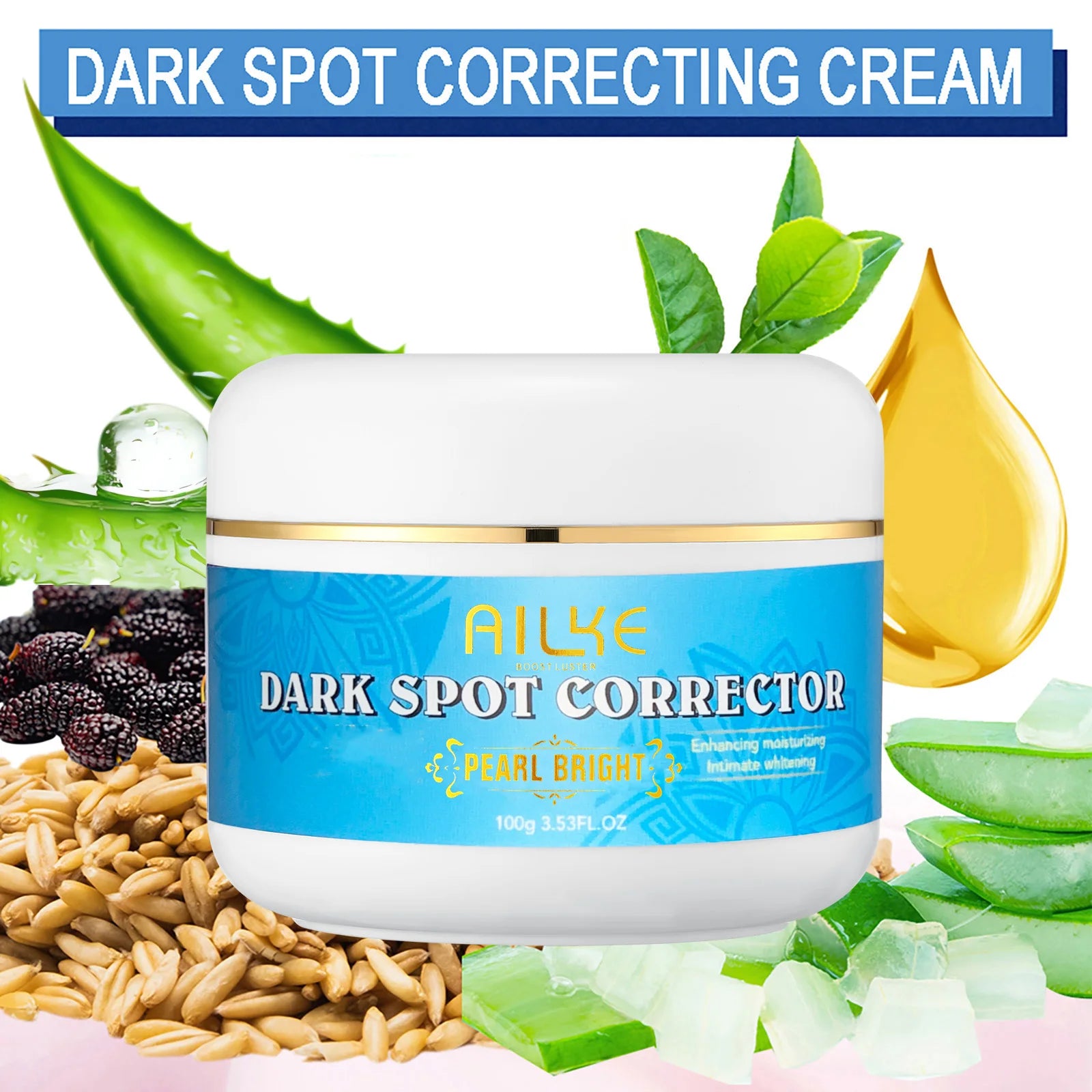 Kit de soins éclaircissants multivitaminés naturels AILKE : hydrate, unifie le teint, atténue les taches brunes et blanches, nettoie et lisse la peau.